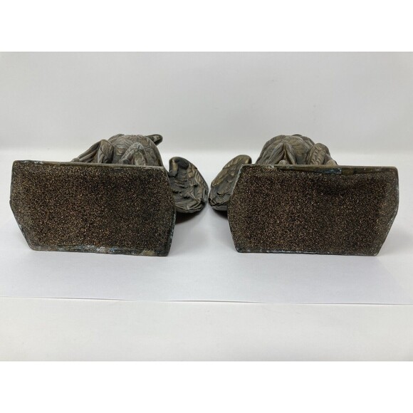 60s Mid Century Colonial Virginia Patriotic Brass Eagle Bookends Pair Patina Vgt - Picture 3 of 10